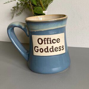Tumbleweed Pottery Office Goddess 24 Oz Blue Mug NWOT​​​